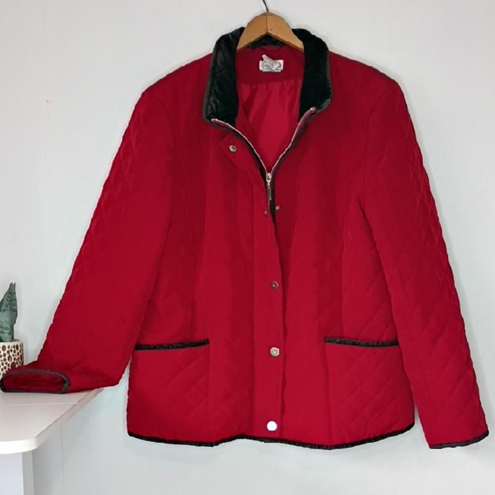 George Red Quilted Coat Women's Red Quilted Jacket Size  Extra Large Xl 16 18